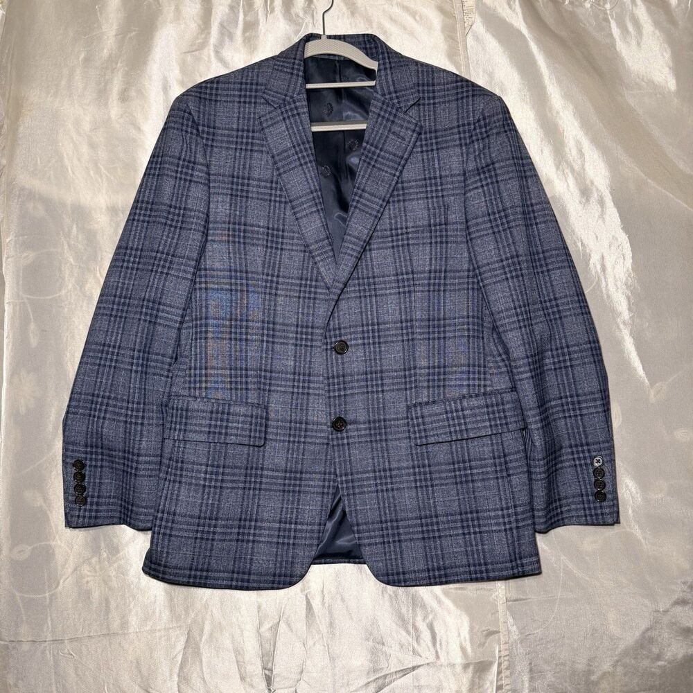 Lauren Ralph Lauren Black Label Blue Plaid Blazer Men’s 38S Office Formal Bus.